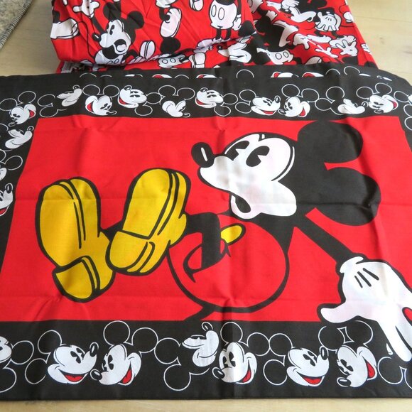 New Vintage Disney Mickey Mouse 4pc Full Sheet Set & Pillowcases Made in USA - Picture 3 of 7